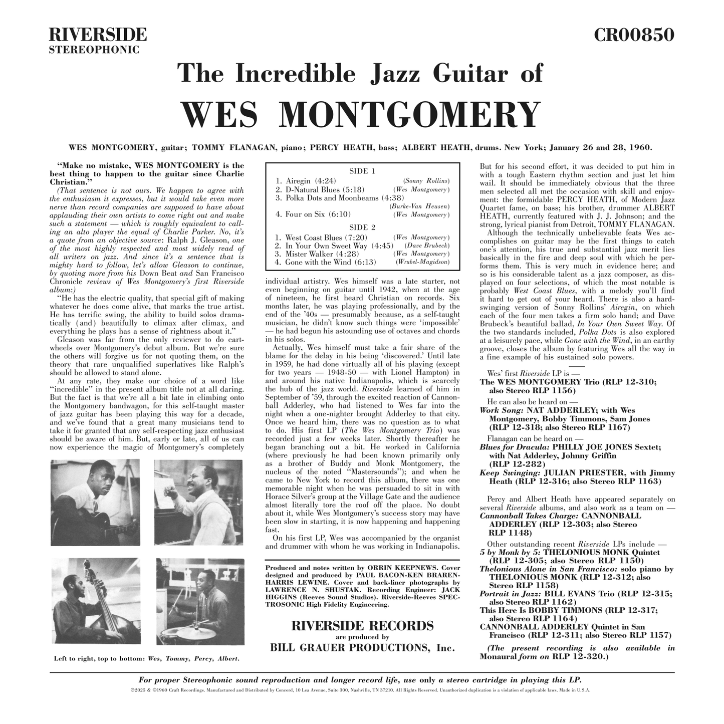 (Pre Order) Wes Montgomery - The Incredible Jazz Guitar Of Wes Montgomery - OJC LP *