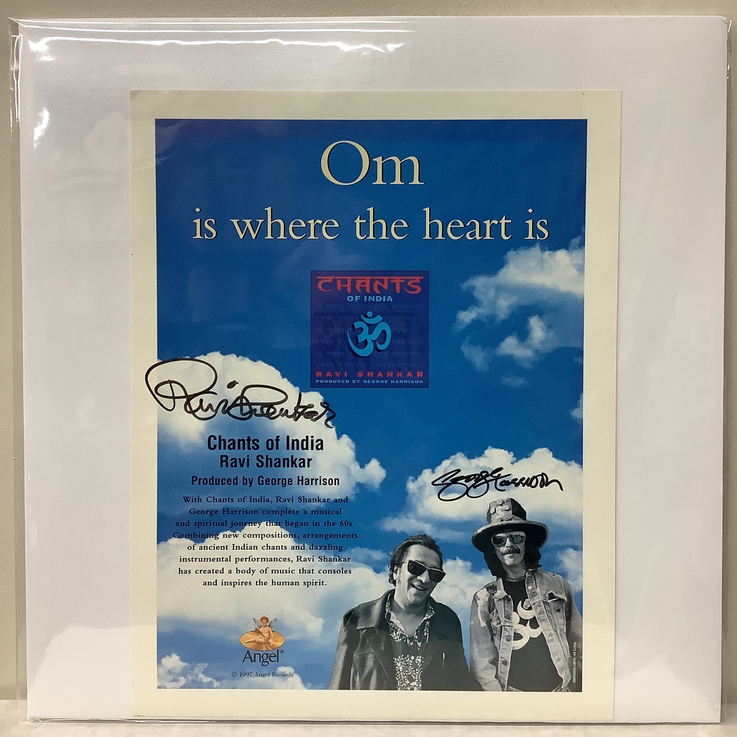 George Harrison and Ravi Shankar AUTOGRAPHED promo sheet