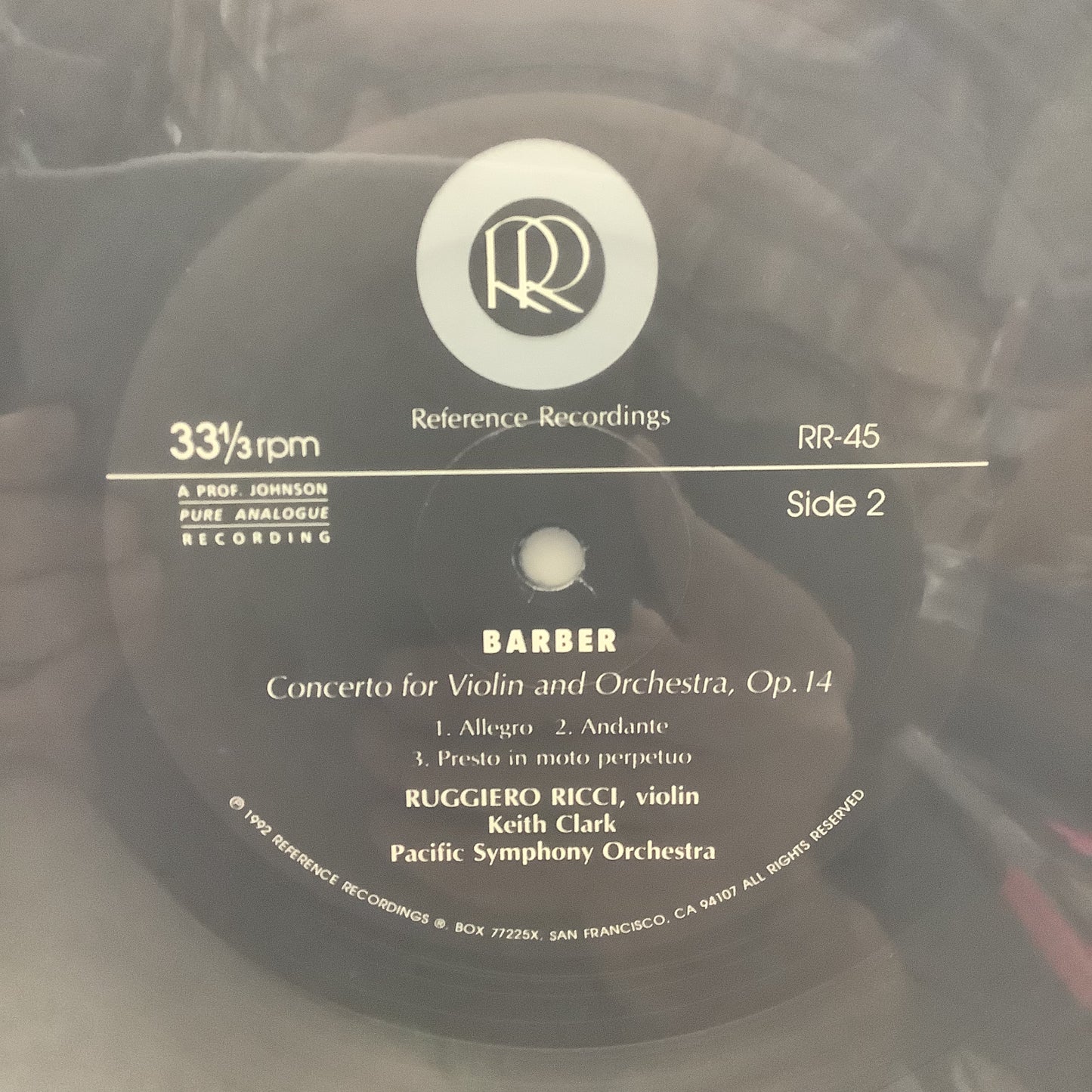 Menotti / Barber - Conciertos para violín - LP de grabaciones de referencia