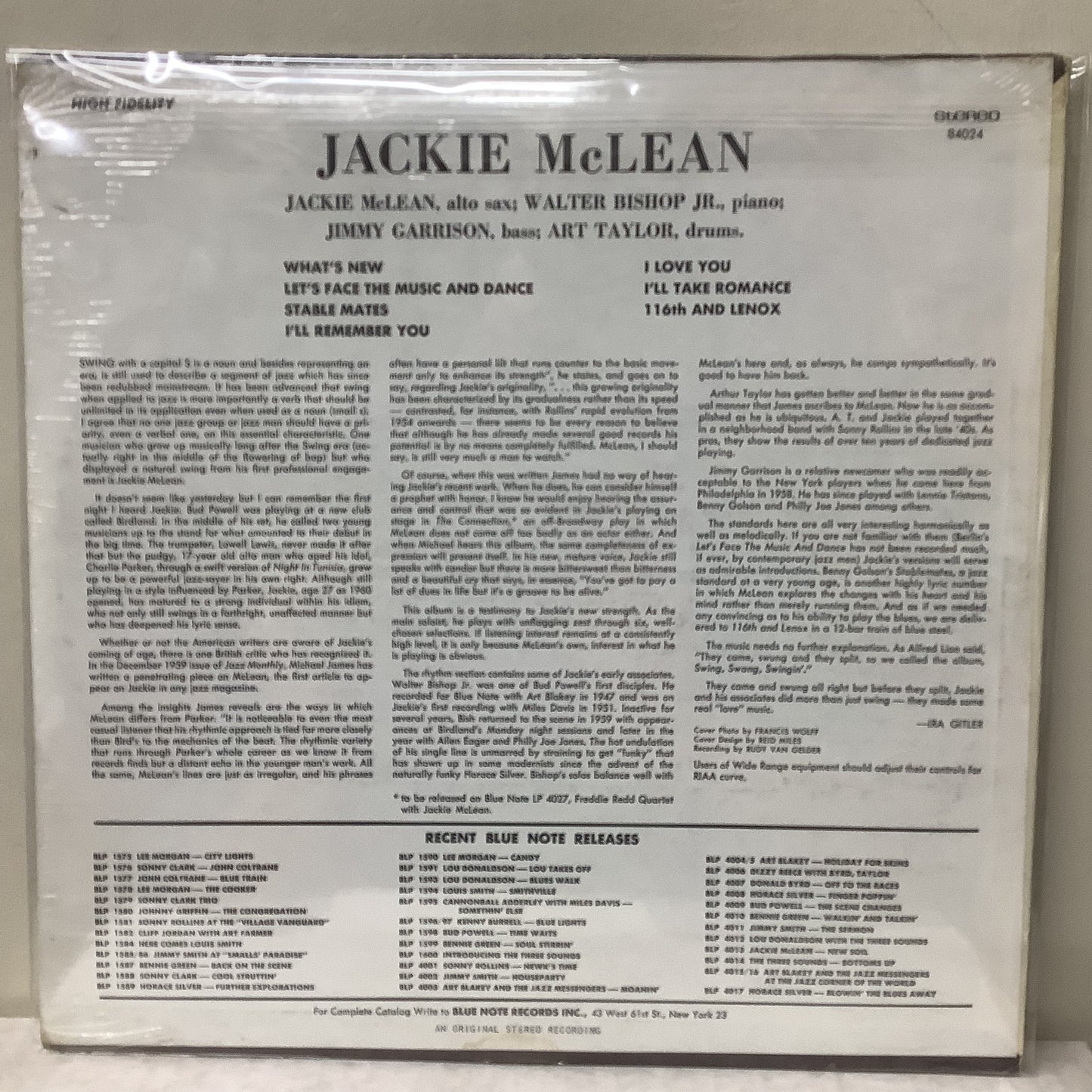 Jackie McLean - Swing Swang Swingin' - Blue Note LP