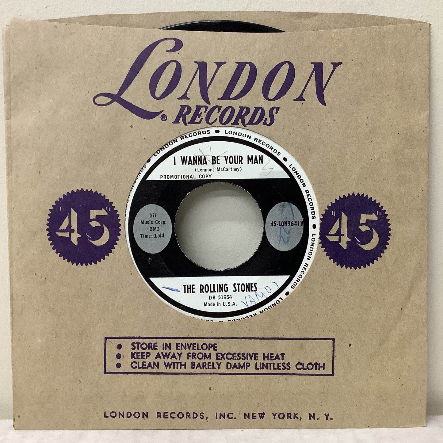 The Rolling Stones - I Wanna Be Your Man / Stoned - London Promo 7"