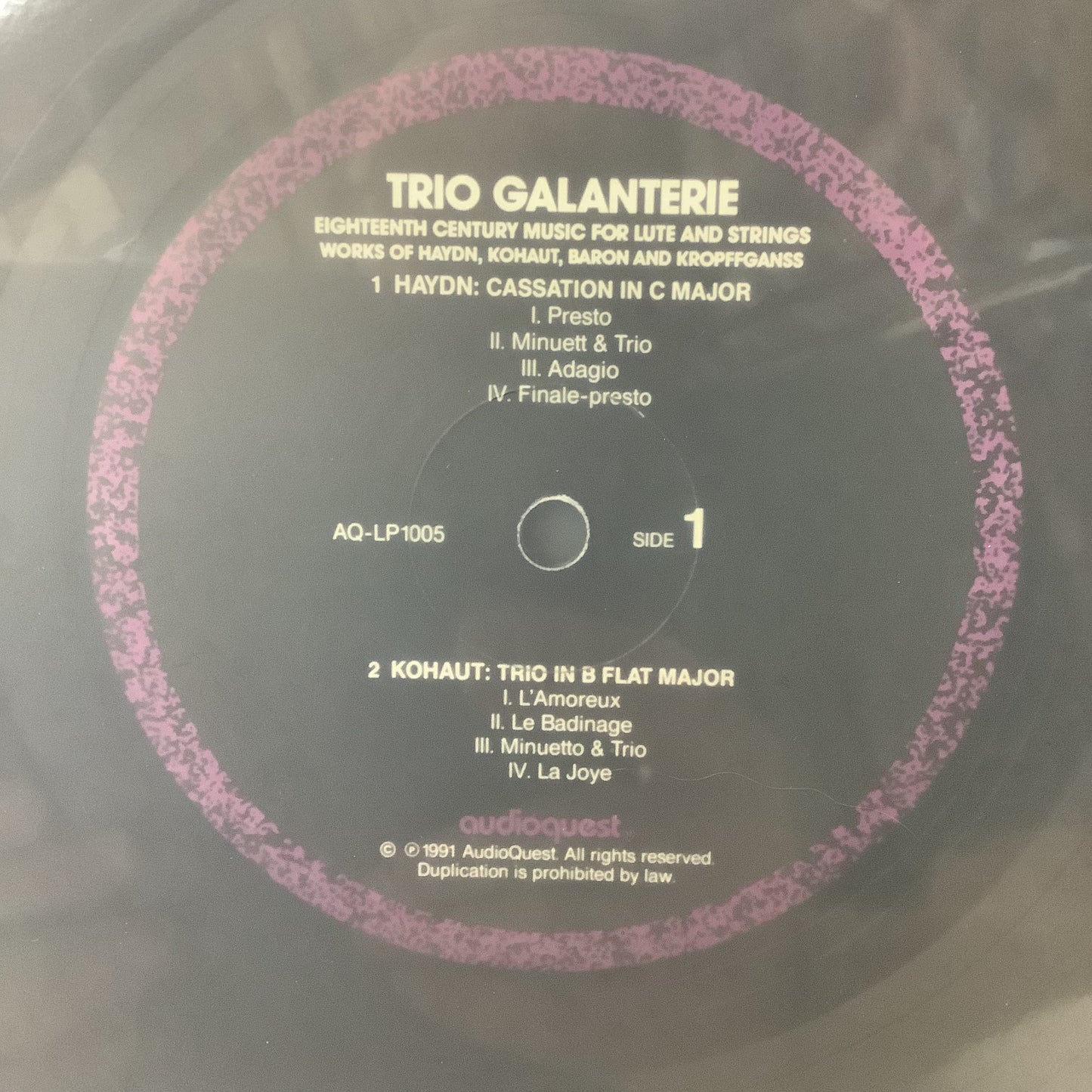 Trio Galanterie - Eighteenth Century Music for Lute and Strings - Audioquest LP