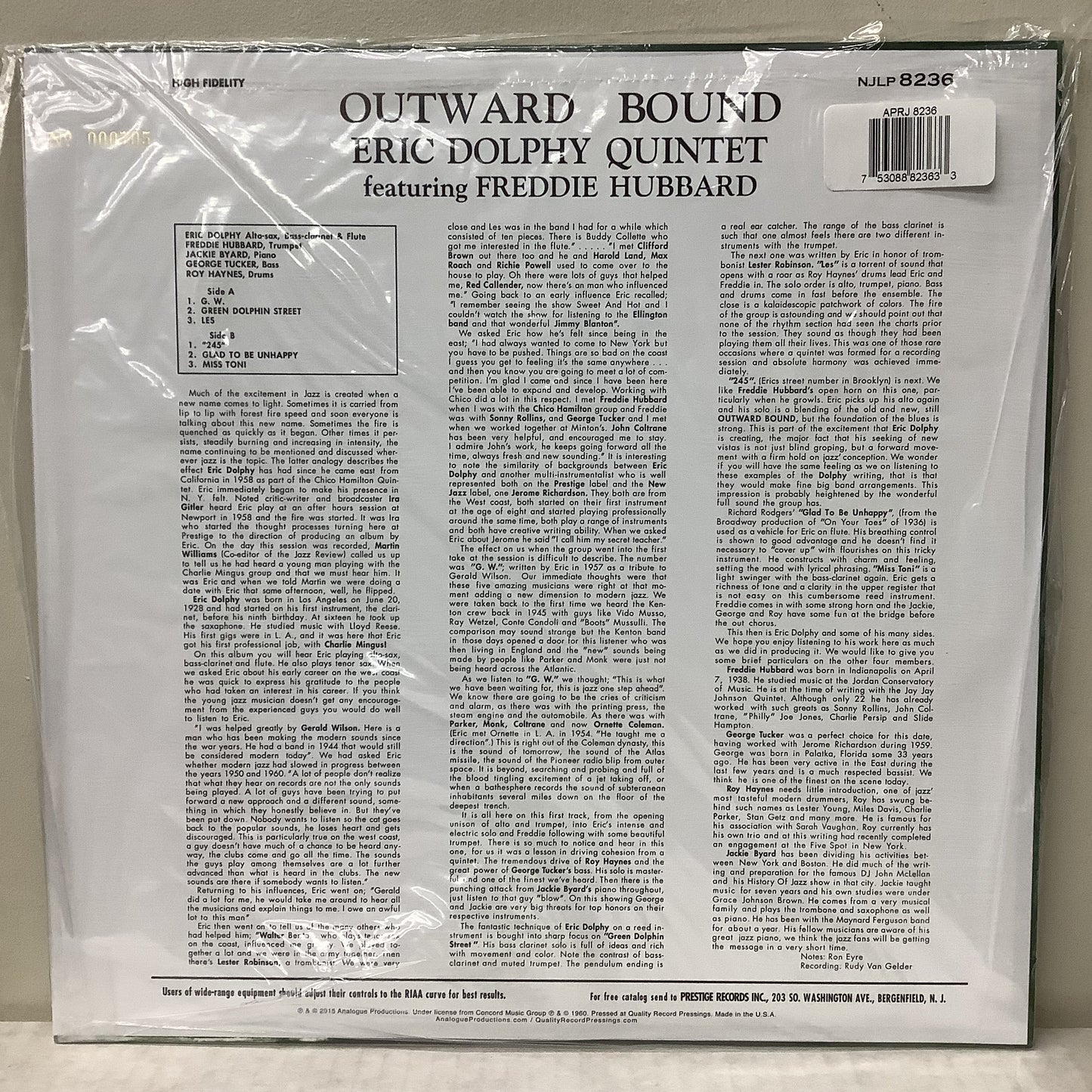 Eric Dolphy - Outward Bound  - Analogue Productions LP