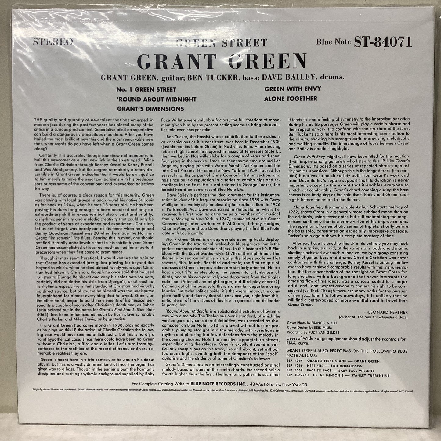 Grant Green - Green Street - Music Matters LP