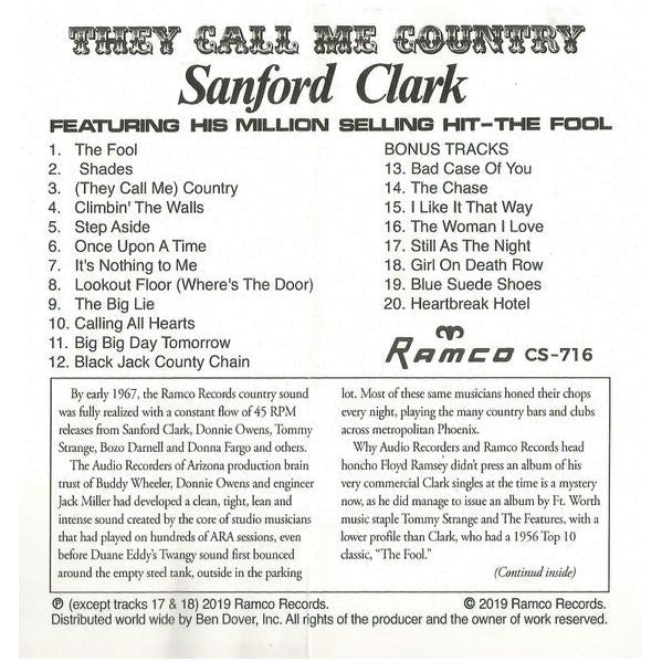 Sanford Clark - They Call Me Country - CD